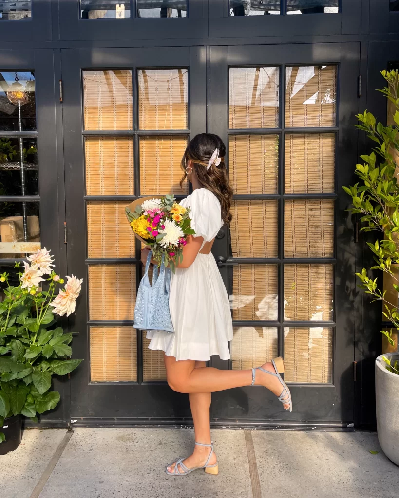 woman with flower bouquet