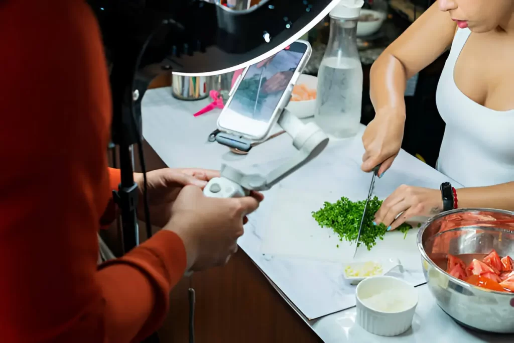 Filming food content on phone