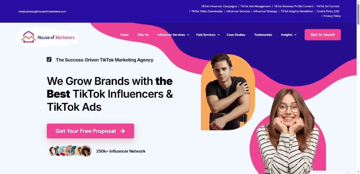 House of Marketers homepage